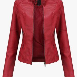 FAUX RED LEATHER JACKET.NEW.